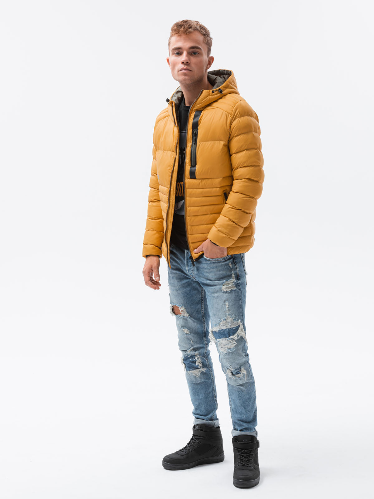 Men's quilted transition jacket Troyer mustard-UHXE-S-Urbanheer