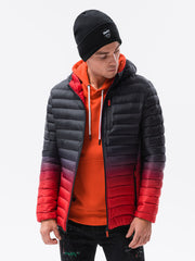 Men'S Quilted Transition Jacket Avalanche Black-Red-UHXE-M-Urbanheer