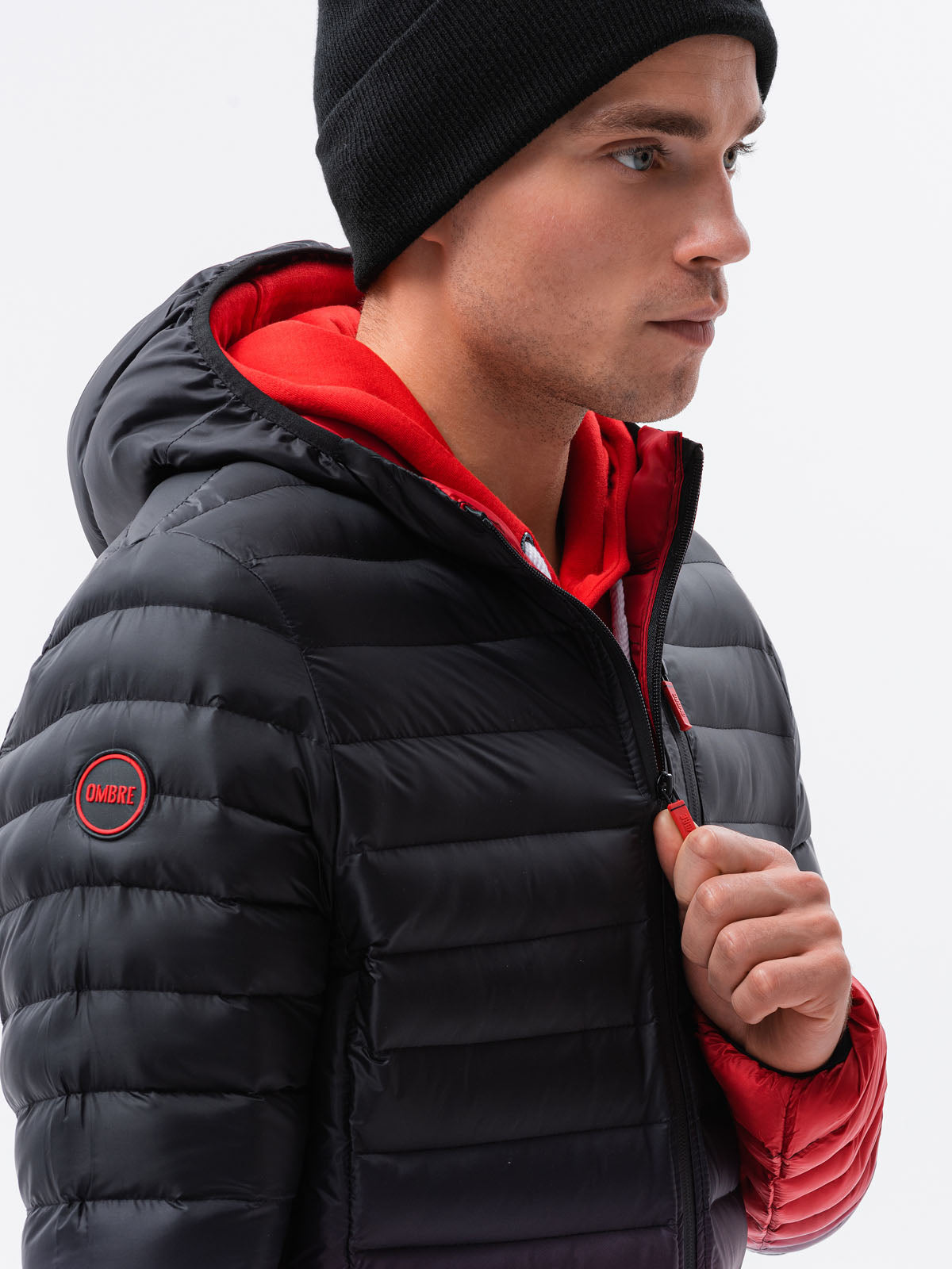 Men'S Quilted Transition Jacket Avalanche Black-Red-UHXE-M-Urbanheer