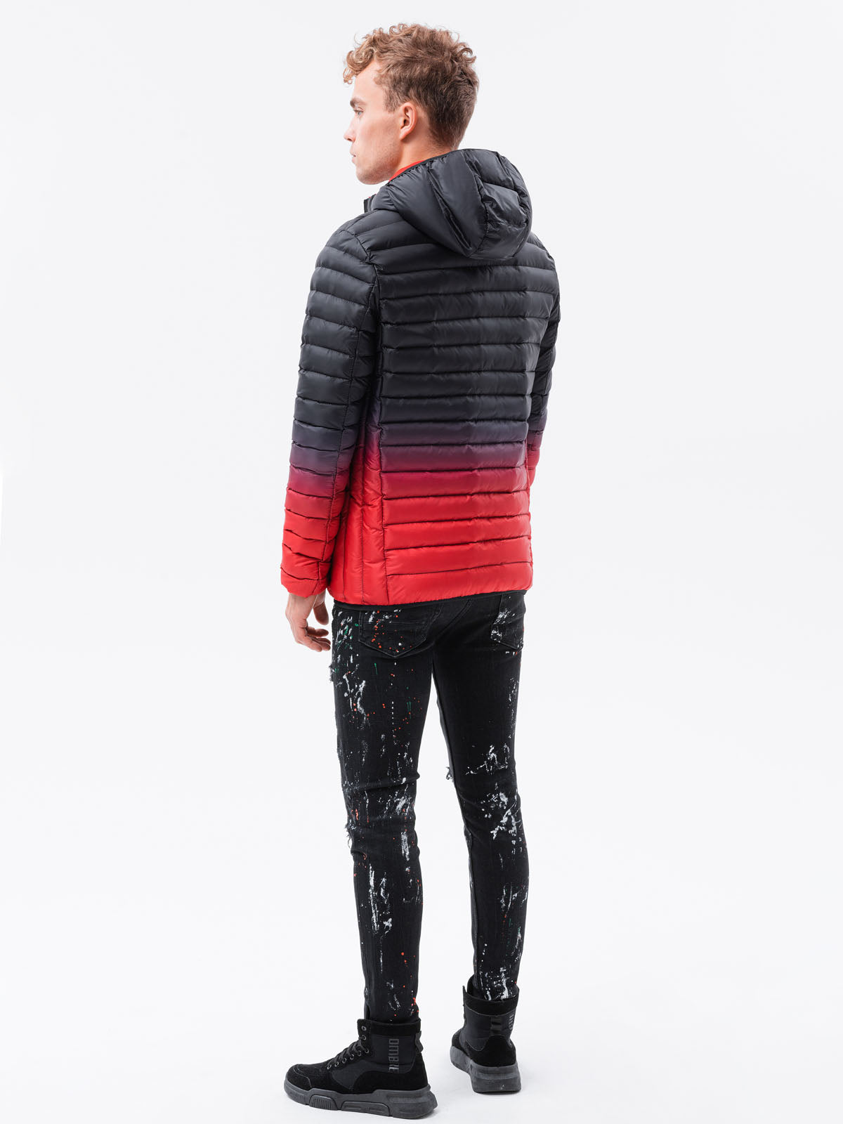 Men'S Quilted Transition Jacket Avalanche Black-Red-UHXE-M-Urbanheer