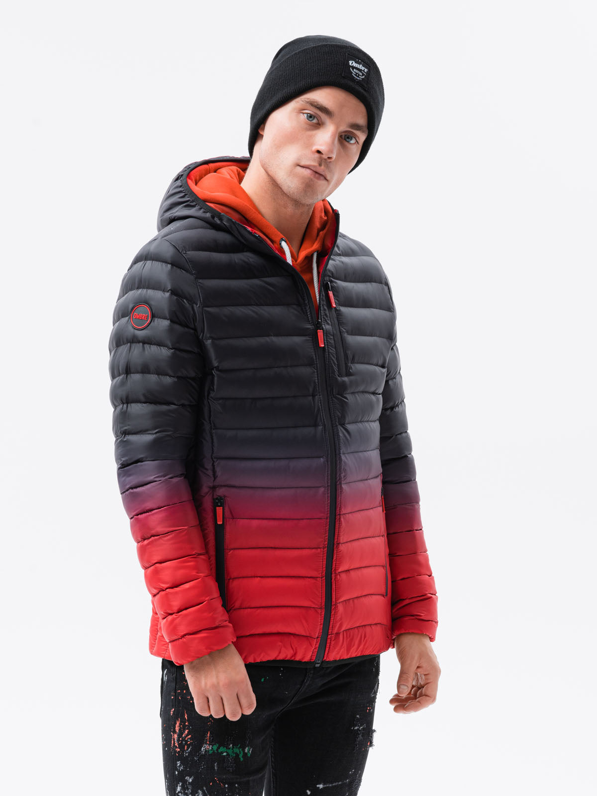 Men'S Quilted Transition Jacket Avalanche Black-Red-UHXE-M-Urbanheer