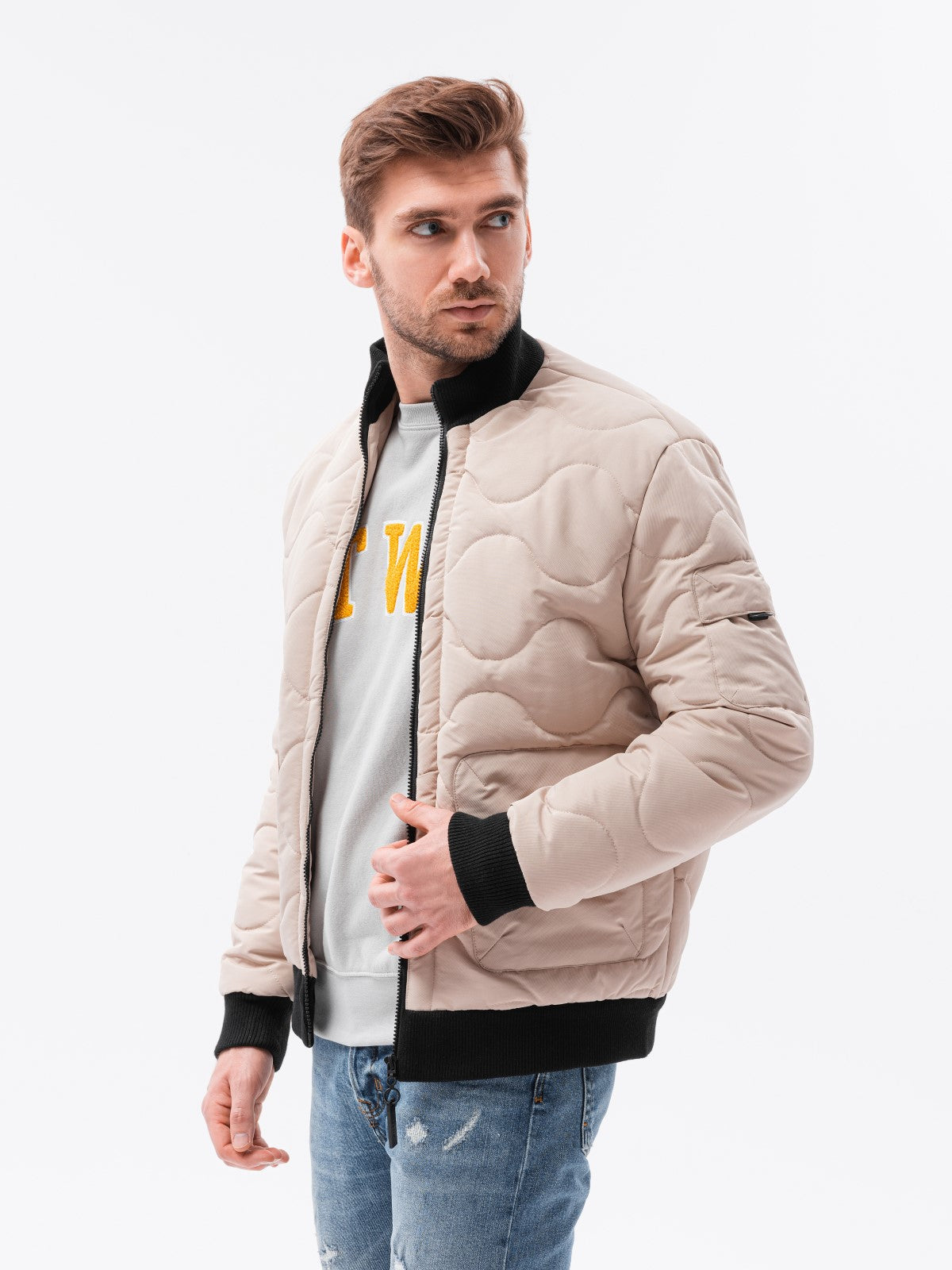 Men'S Transition Quilted Jacket Sigurd Beige-UHXE-S-Urbanheer
