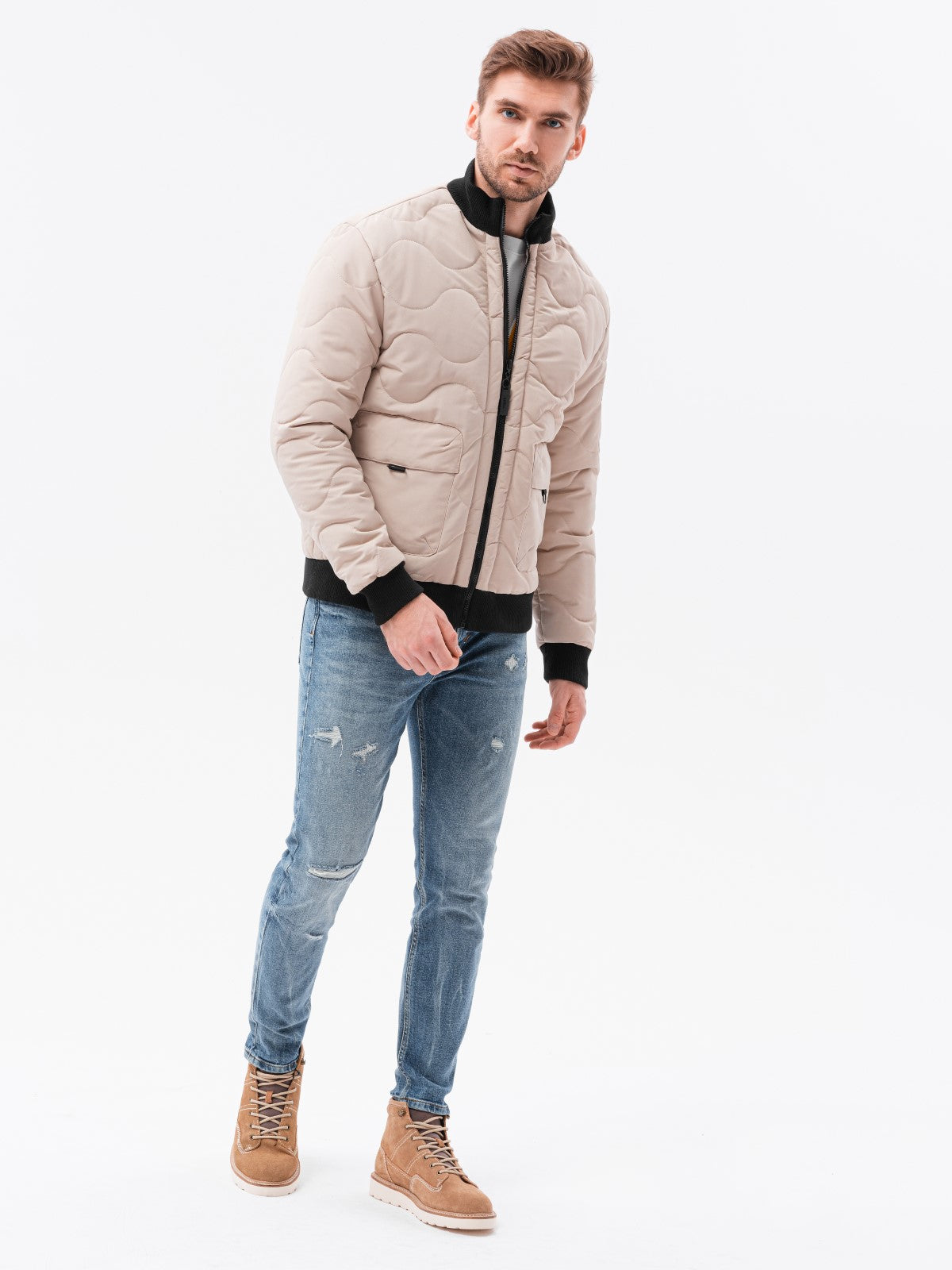 Men'S Transition Quilted Jacket Sigurd Beige-UHXE-S-Urbanheer