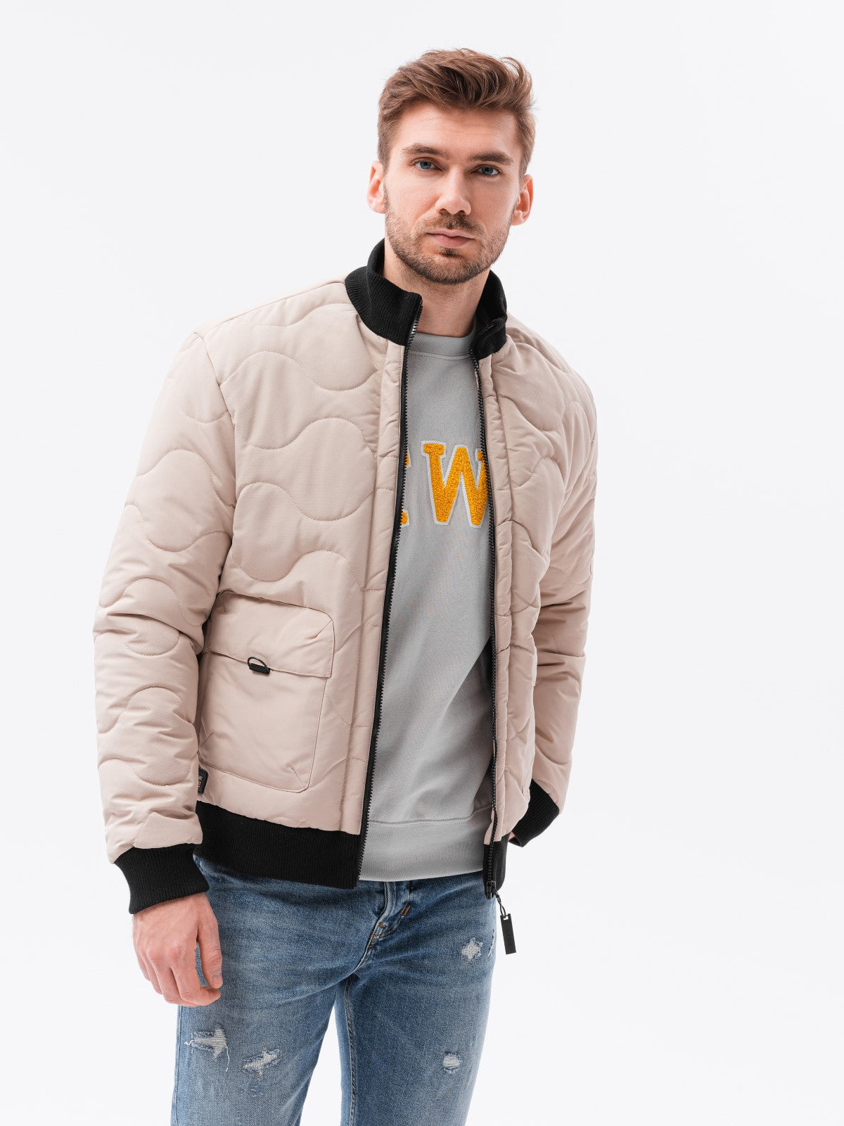 Men'S Transition Quilted Jacket Sigurd Beige-UHXE-S-Urbanheer