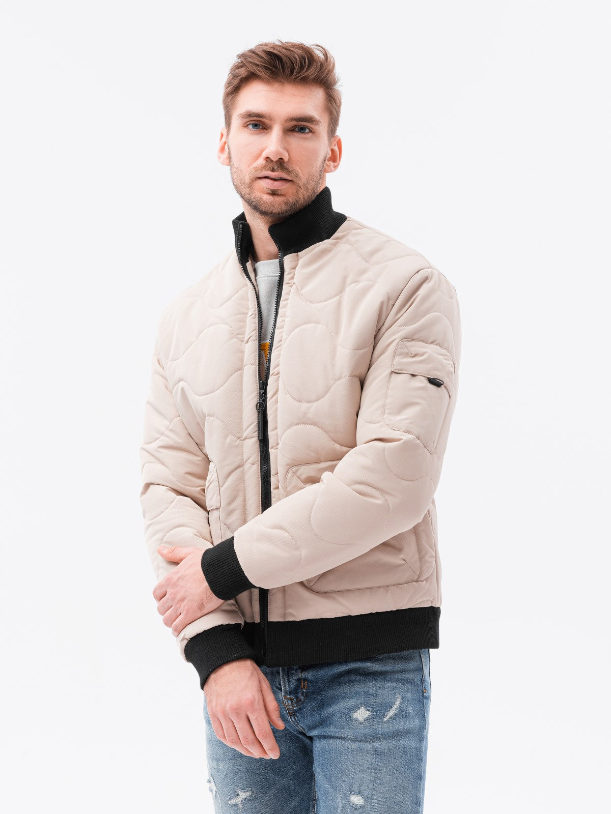 Men'S Transition Quilted Jacket Sigurd Beige-UHXE-S-Urbanheer