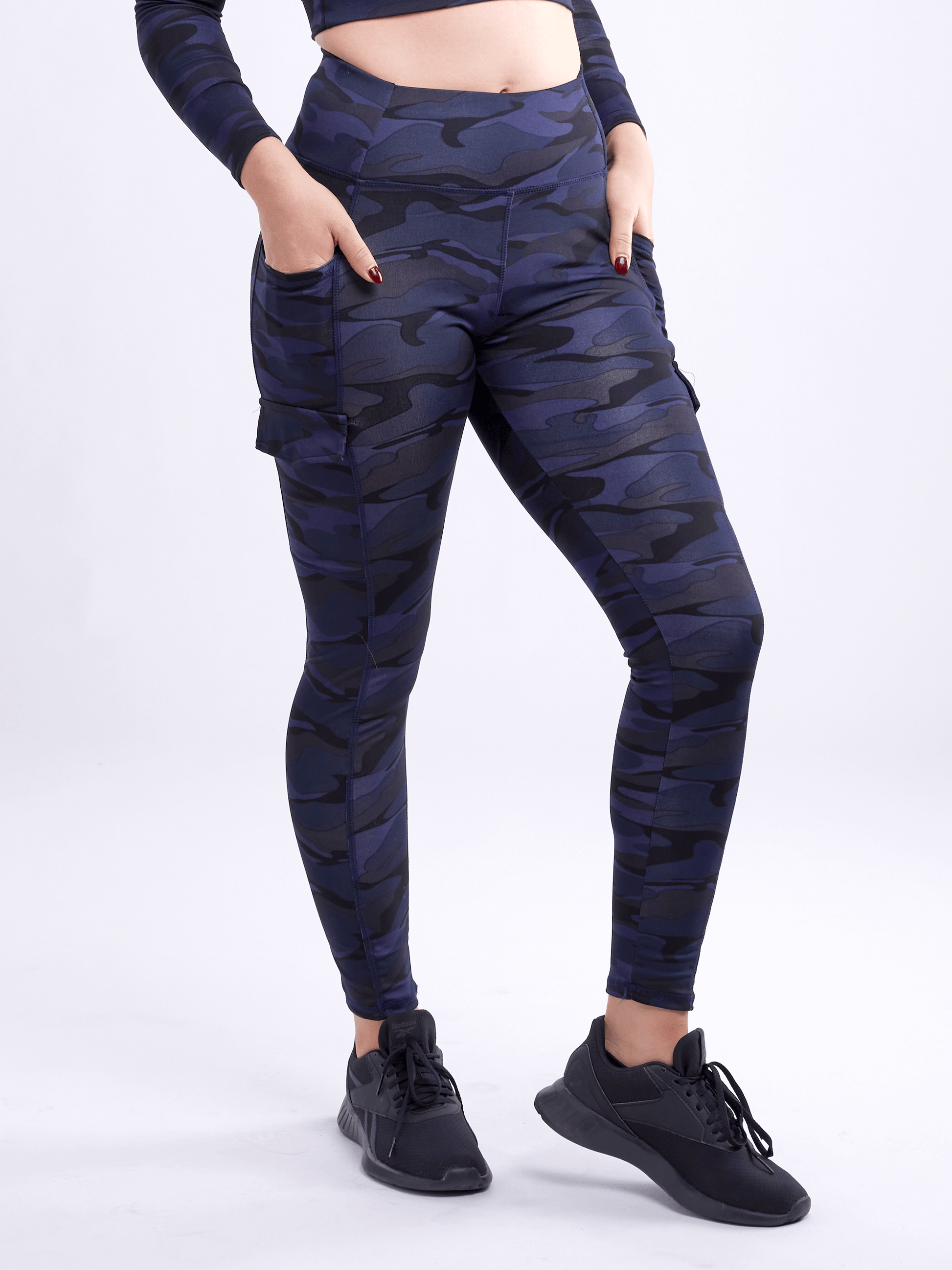 High-Waisted Leggings with Side Cargo Pockets-JupiterGear-French Camo-Small / Medium-Urbanheer