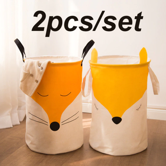 Fox Quilted Storage Bag With Handle Storage Bin Closet Toy Box Container Organizer Fabric Basket-Baby Bedding Design-Urbanheer