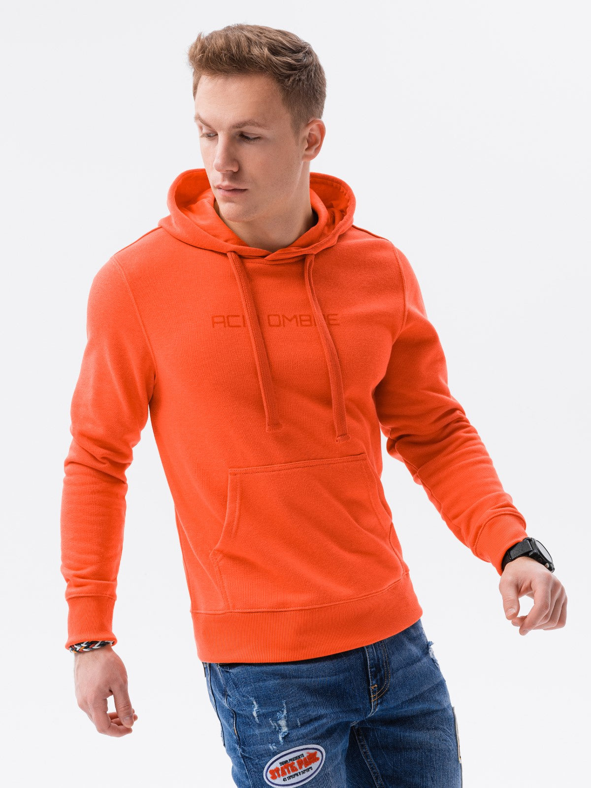 Men'S Sweatshirt With Print Esta Orange-UHXE-S-Urbanheer