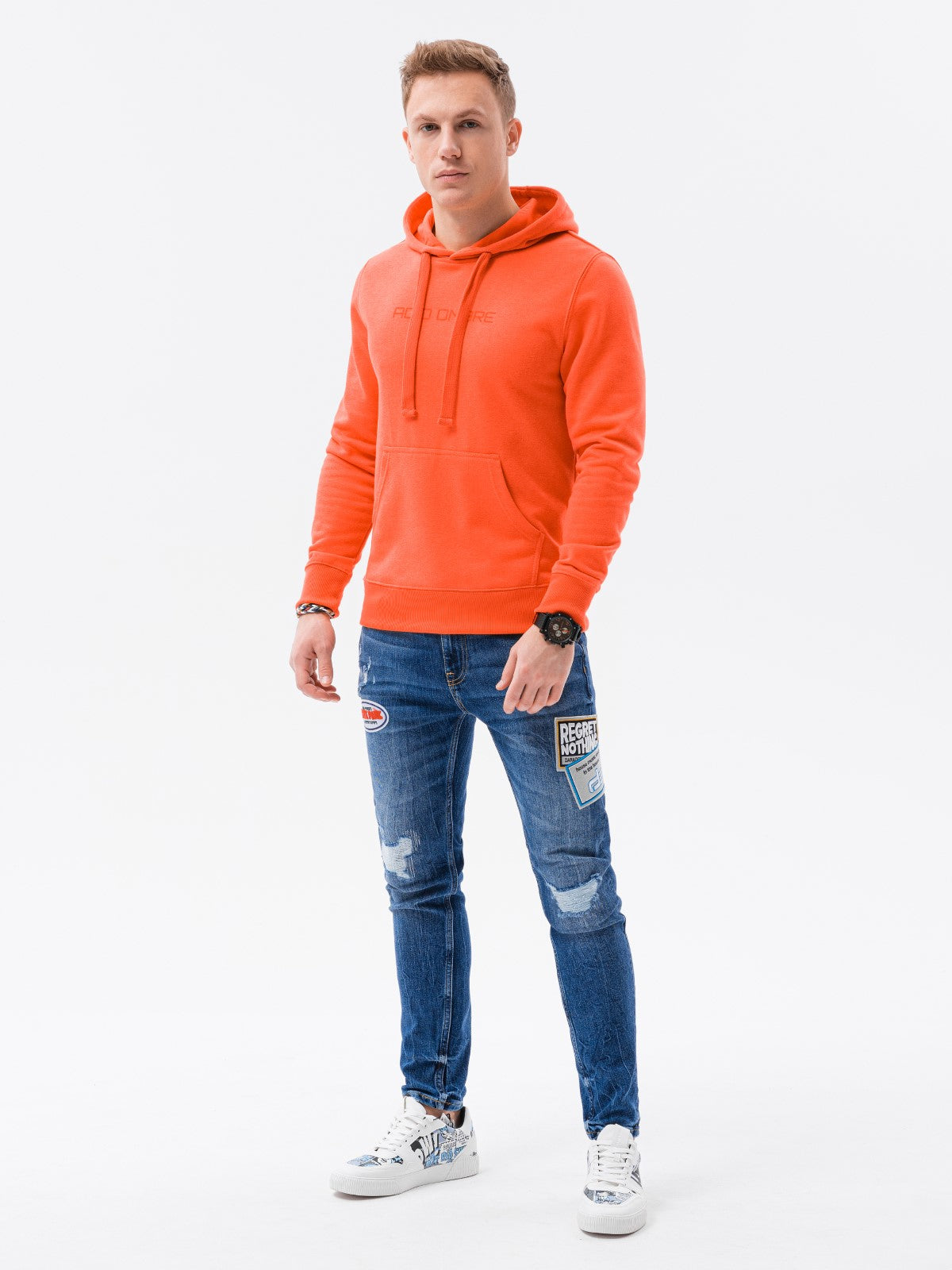 Men'S Sweatshirt With Print Esta Orange-UHXE-S-Urbanheer