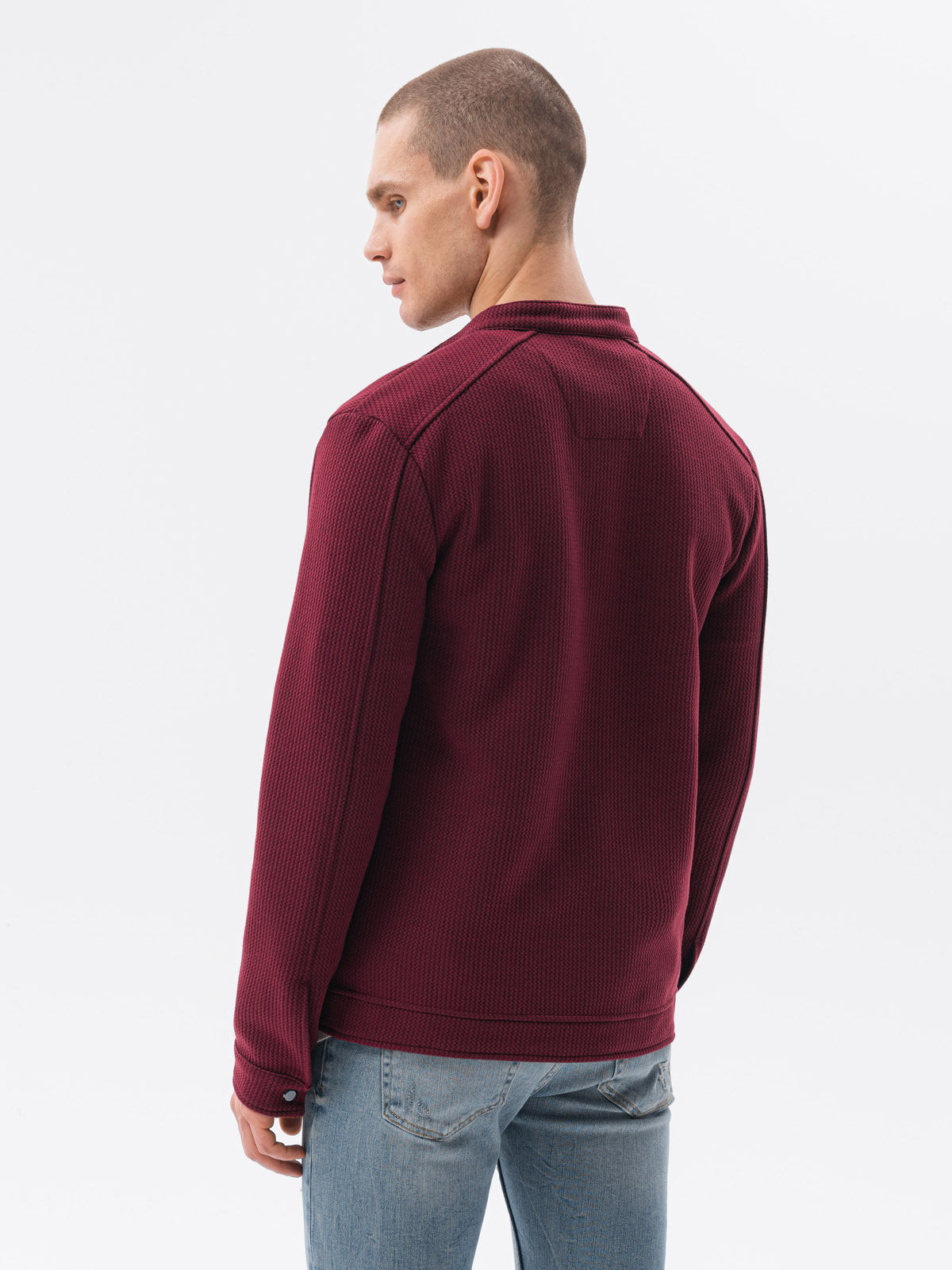 Men's sweatshirt zip Maksym dark red-UHXE-S-Urbanheer