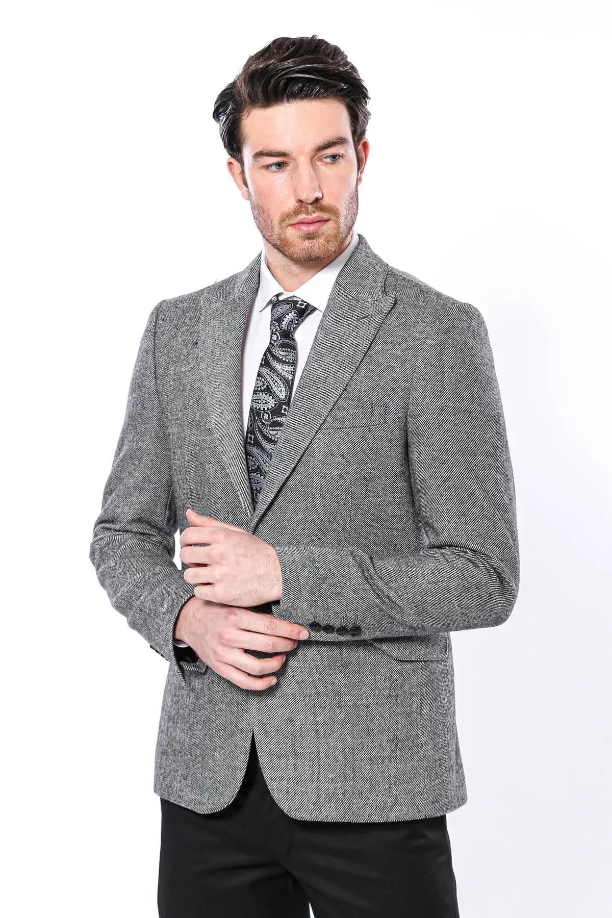 Peak Lapel Grey Blazer-Clothing-Wessi-36-Grey-Urbanheer