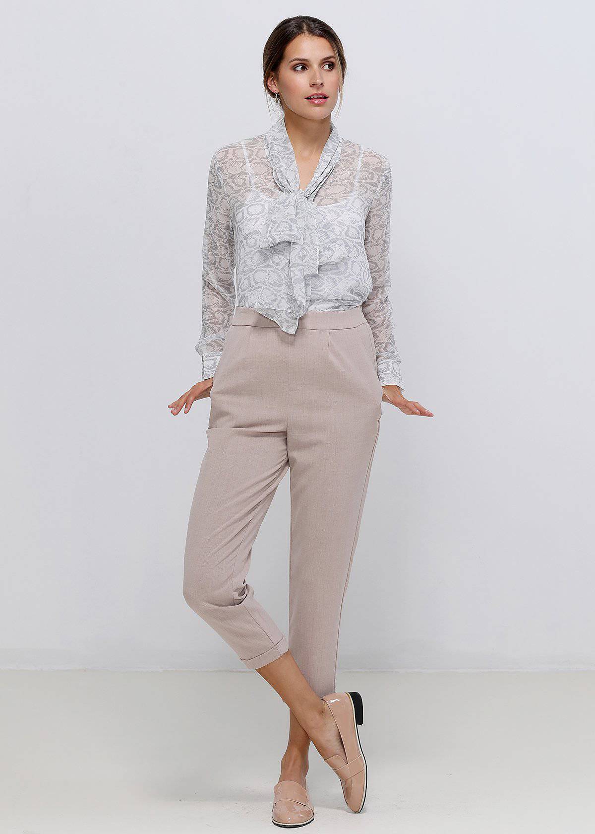 Tie Neck Sheer Blouse In Ivory Silver-Lemon Hera-L-Urbanheer