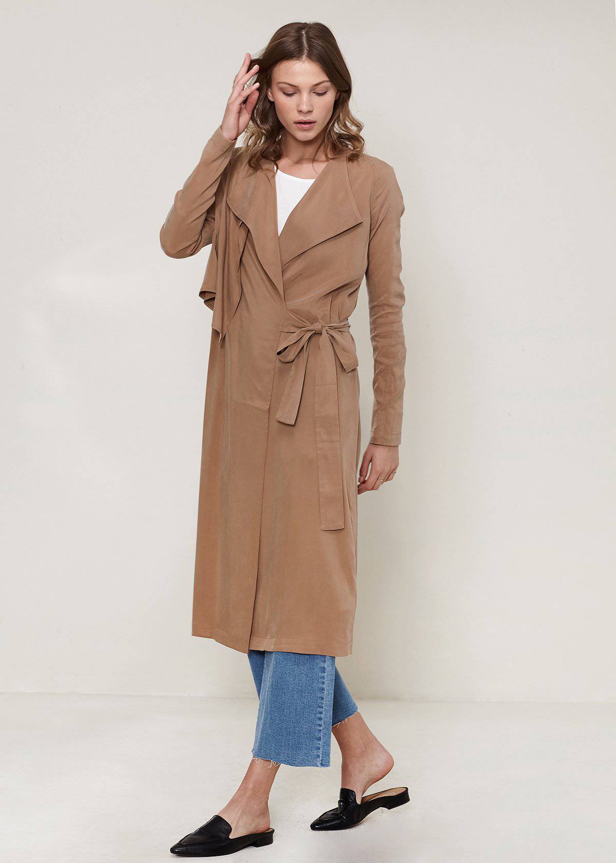 Women'S Wrap Trench Coat In Sand-Lemon Hera-L-Urbanheer