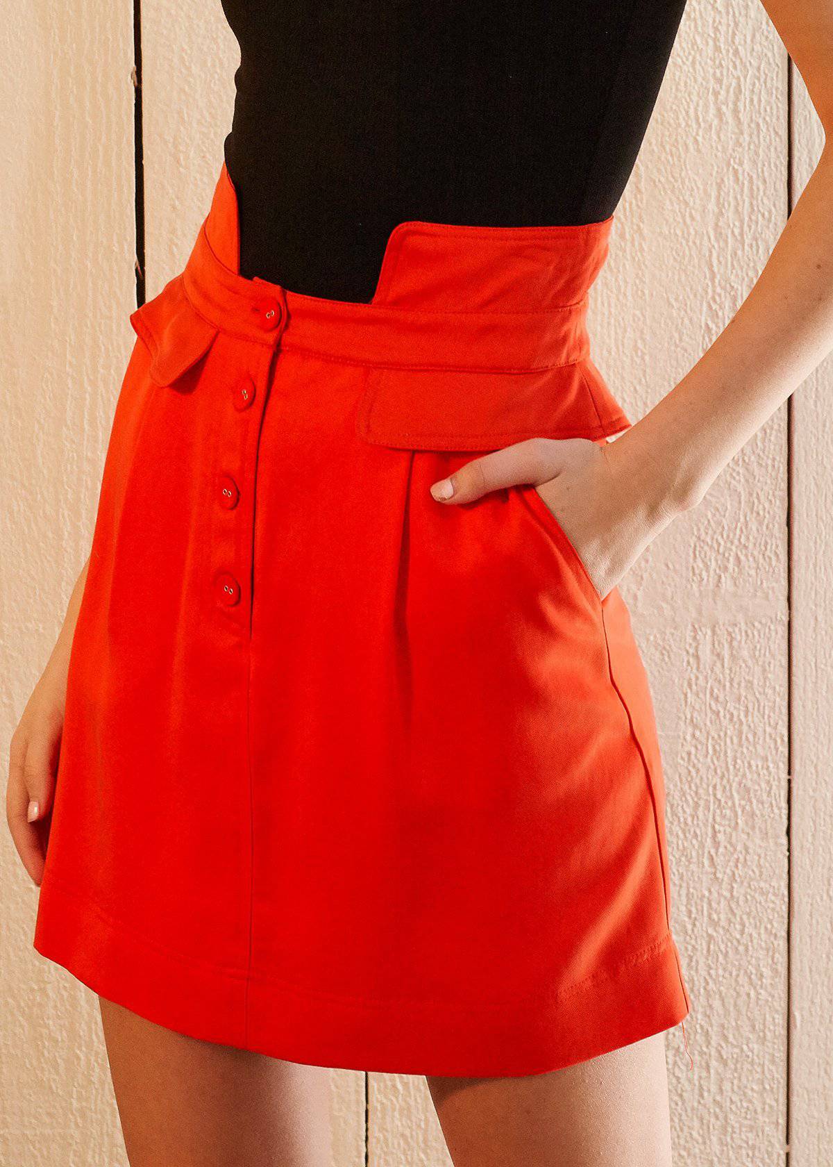 Women'S High Waisted Utility Skirt In Poppy-Lemon Hera-L-Poppy-Urbanheer