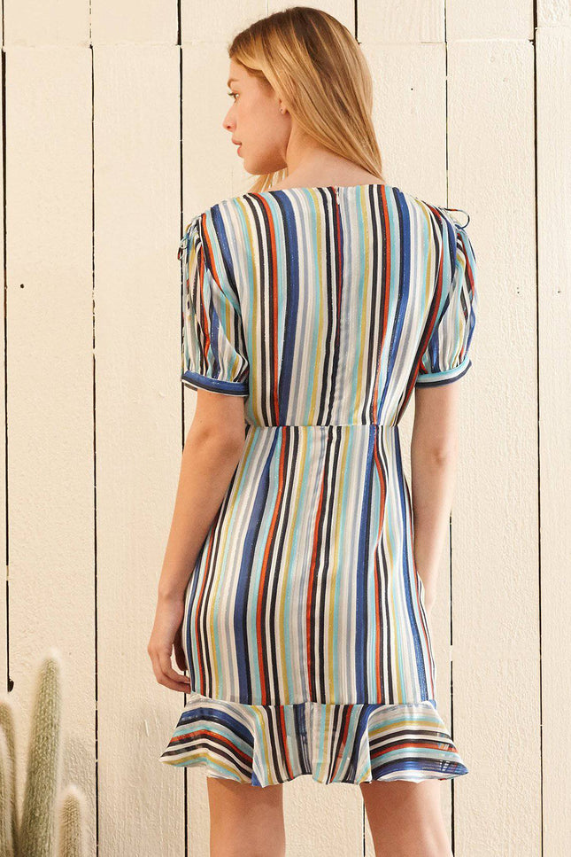 Multi-Color Ruched Dress In Beach