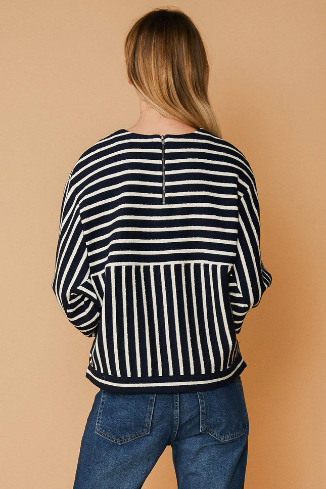 Stripe Dolman Sweatshirt In Midnight Stripe