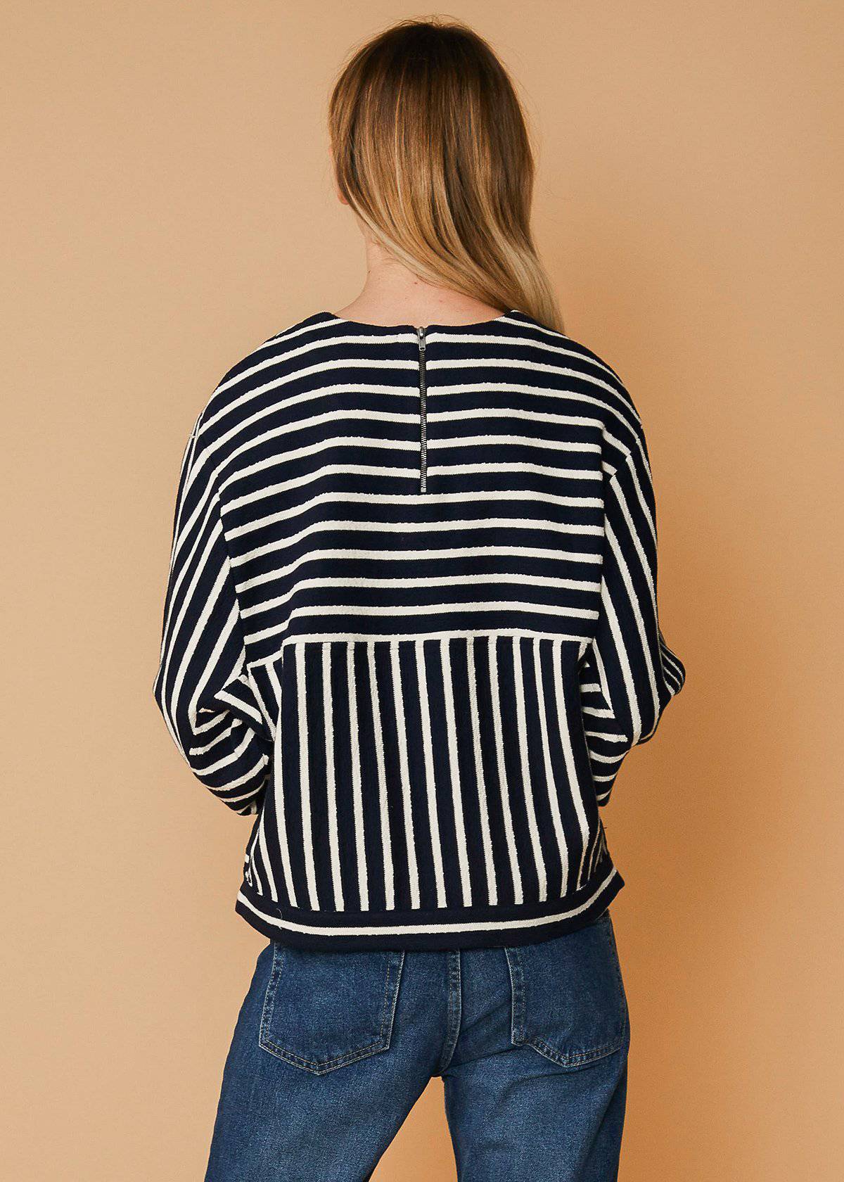 Stripe Dolman Sweatshirt In Midnight Stripe-Lemon Hera-L-Midnight stripe-Urbanheer
