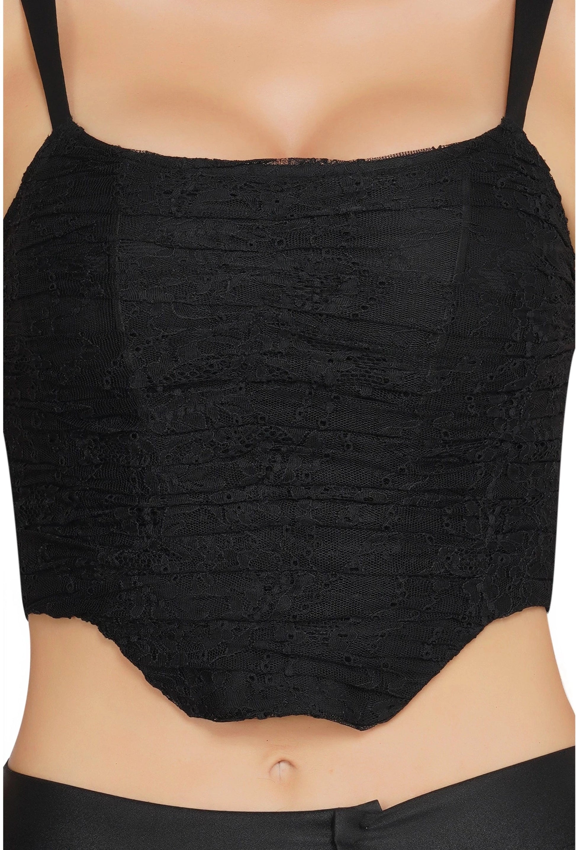 Devon Black Lace Corset Top.-lace and beads-UK 6-Urbanheer