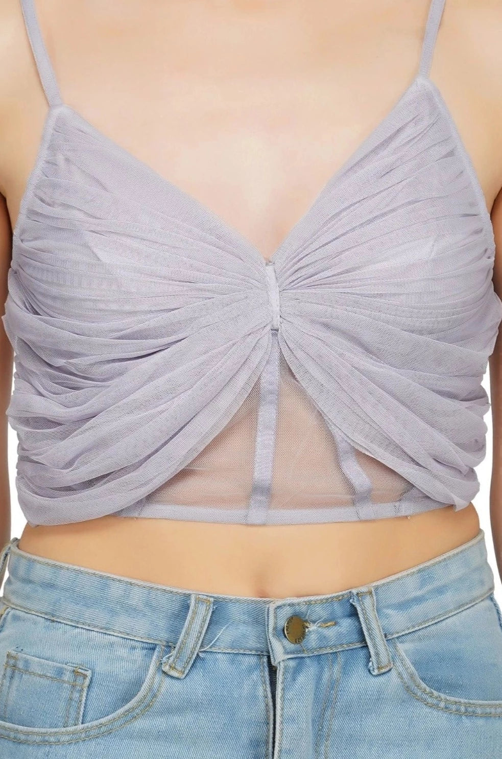 Olivia Bow Mesh Top In Lilac.-lace and beads-UK 8-Urbanheer