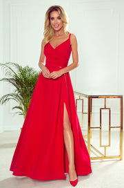 Numoco 299-1 Chiara Elegant Maxi Dress With Straps - Red-numoco-Red-S-Urbanheer