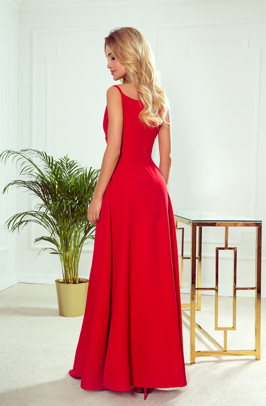 Numoco 299-1 Chiara Elegant Maxi Dress With Straps - Red-numoco-Red-S-Urbanheer