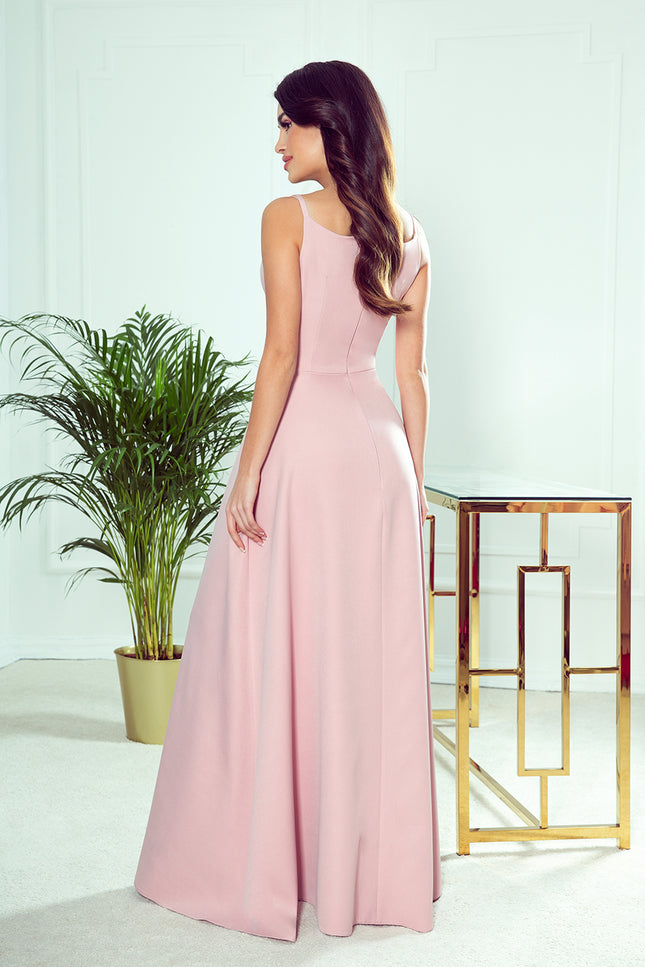 Numoco 299-2 Chiara Elegant Maxi Dress With Straps - Dirty Pink-numoco-Urbanheer