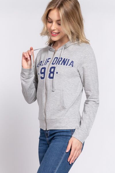 Active Basic California Zip Up Drawstring Long Sleeve Hoodie-Street 360-H Grey/Navy-S-Urbanheer