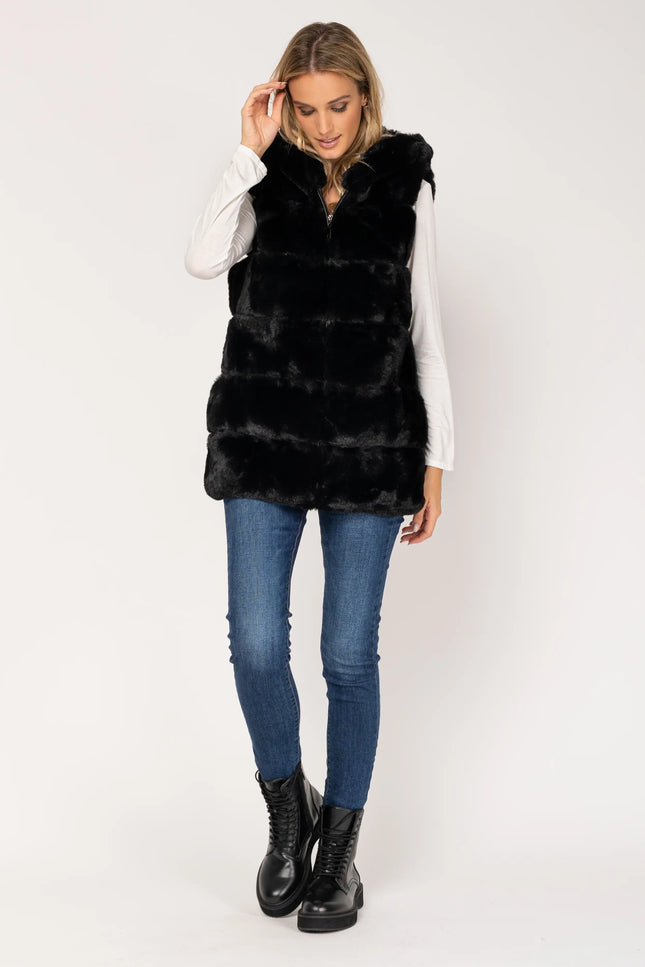 New Fur Vest Coat - Black-Tantra-Urbanheer