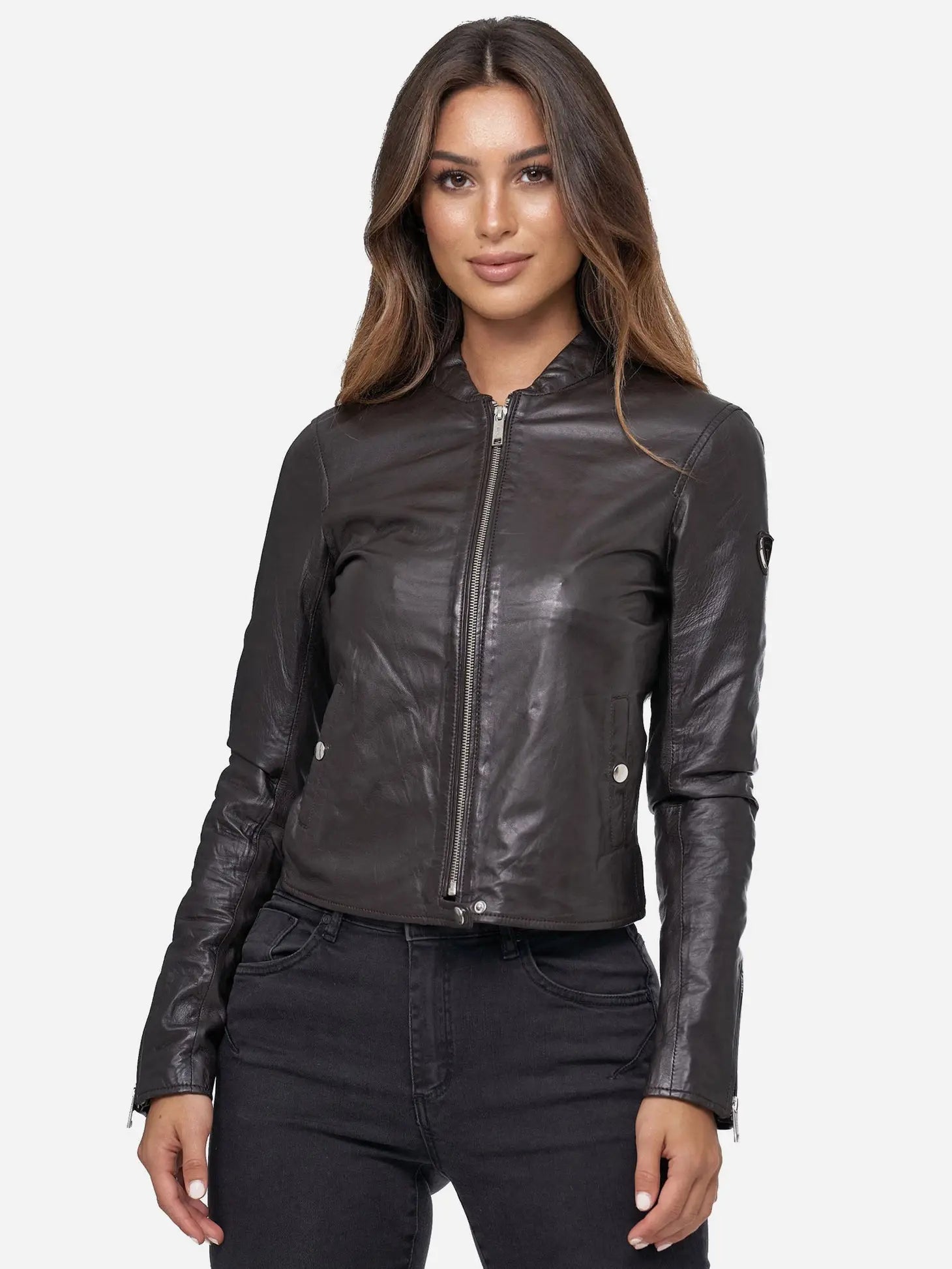 Tazzio Women's Leather Jacket-Tazzio-XS-Black-Urbanheer