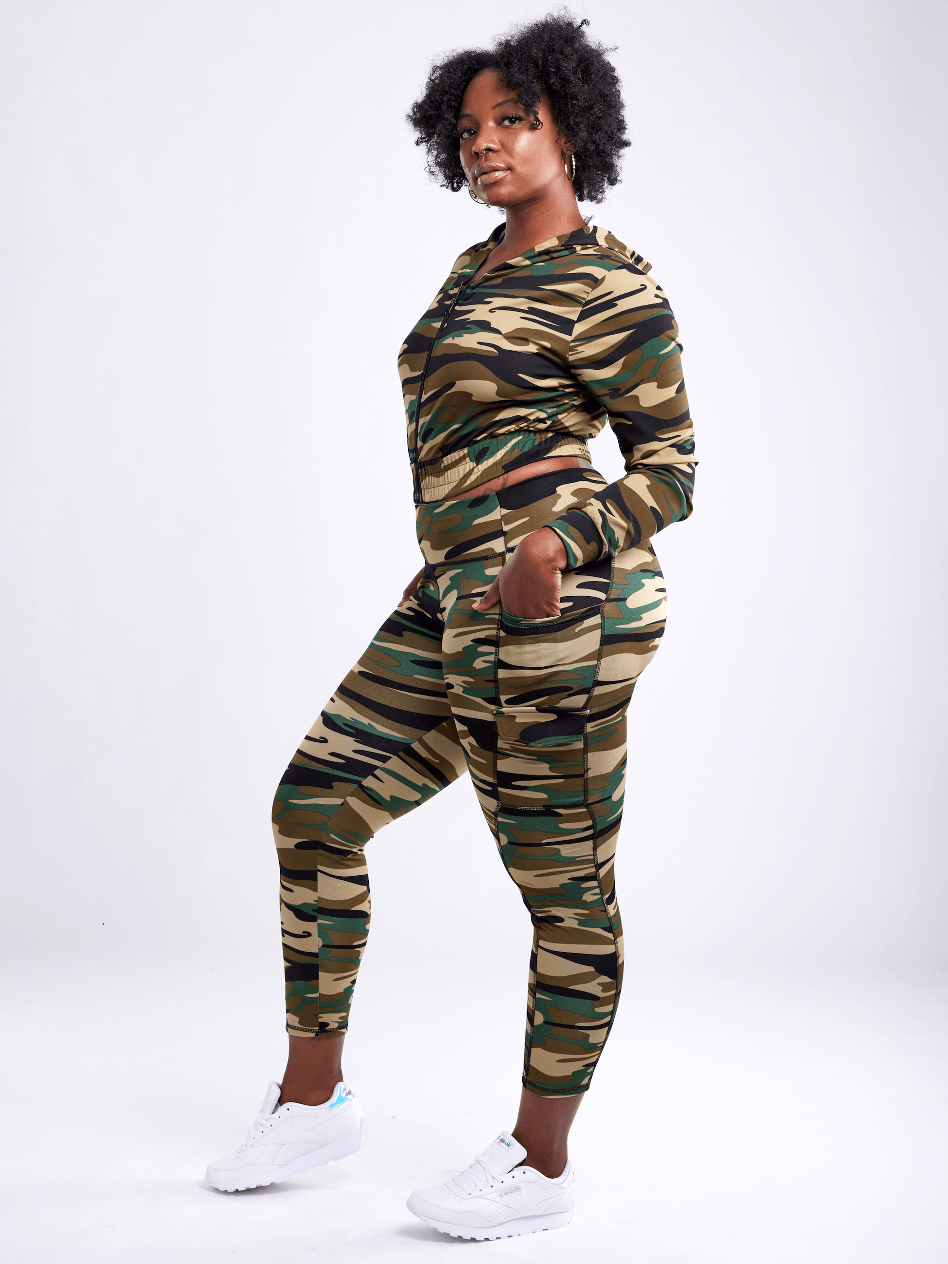 High-Waisted Leggings with Side Cargo Pockets-JupiterGear-French Camo-Small / Medium-Urbanheer