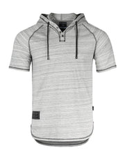 Zimego Short Sleeve Raglan Henley Hoodie Round Bottom Semi Longline T-Shirt-Zimego-Small-Urbanheer