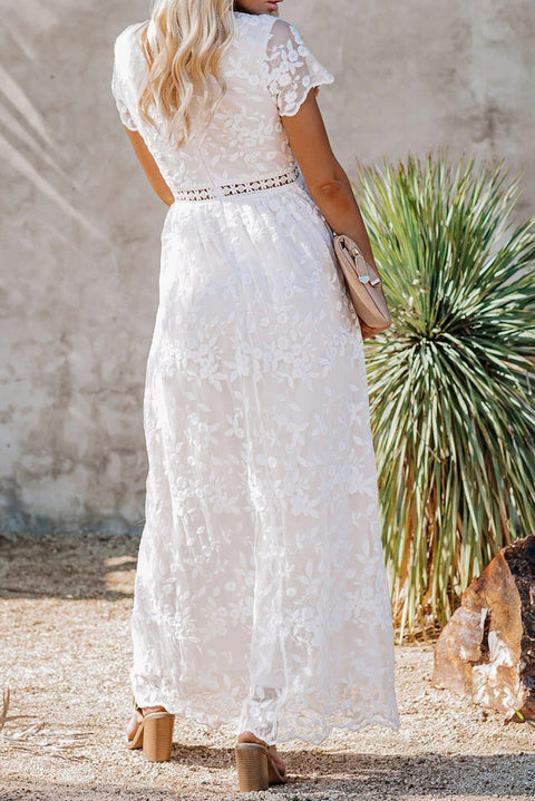 White V Neck Lace Maxi Dress-UHXC-White-(US 4-6)S-Urbanheer
