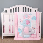 Pink Elephant Crib Bedding Set 3-Piece-Baby Bedding Design-Urbanheer