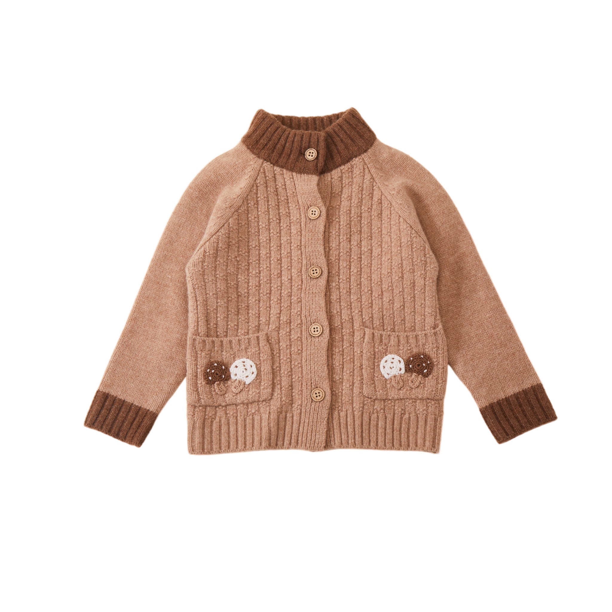 Toddler Merino Wool Cardigan-Caramel Mushroom-NORSU-ORGANIC-Caramel-18-24M-Urbanheer
