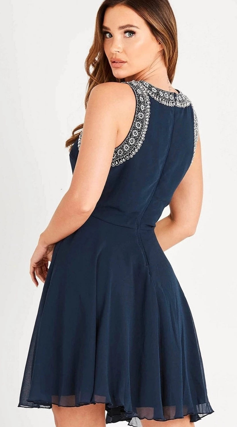 Dunya Skater In Navy.-lace and beads-UK 10-Urbanheer