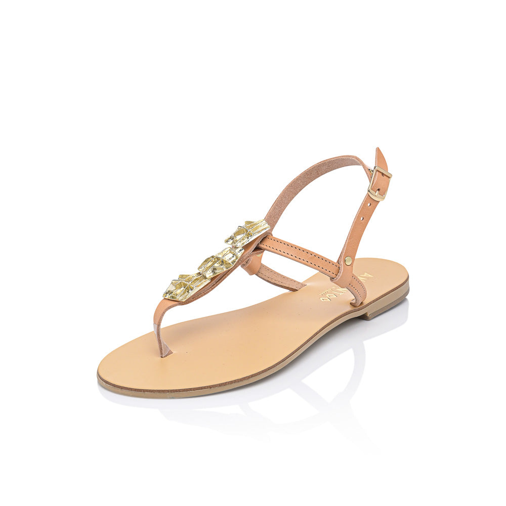 Ancientoo T-Straps Sandals Morfi-T strap-Ancientoo-NATURAL GOLD/NUDE-US 5.5 / EU 36-Urbanheer