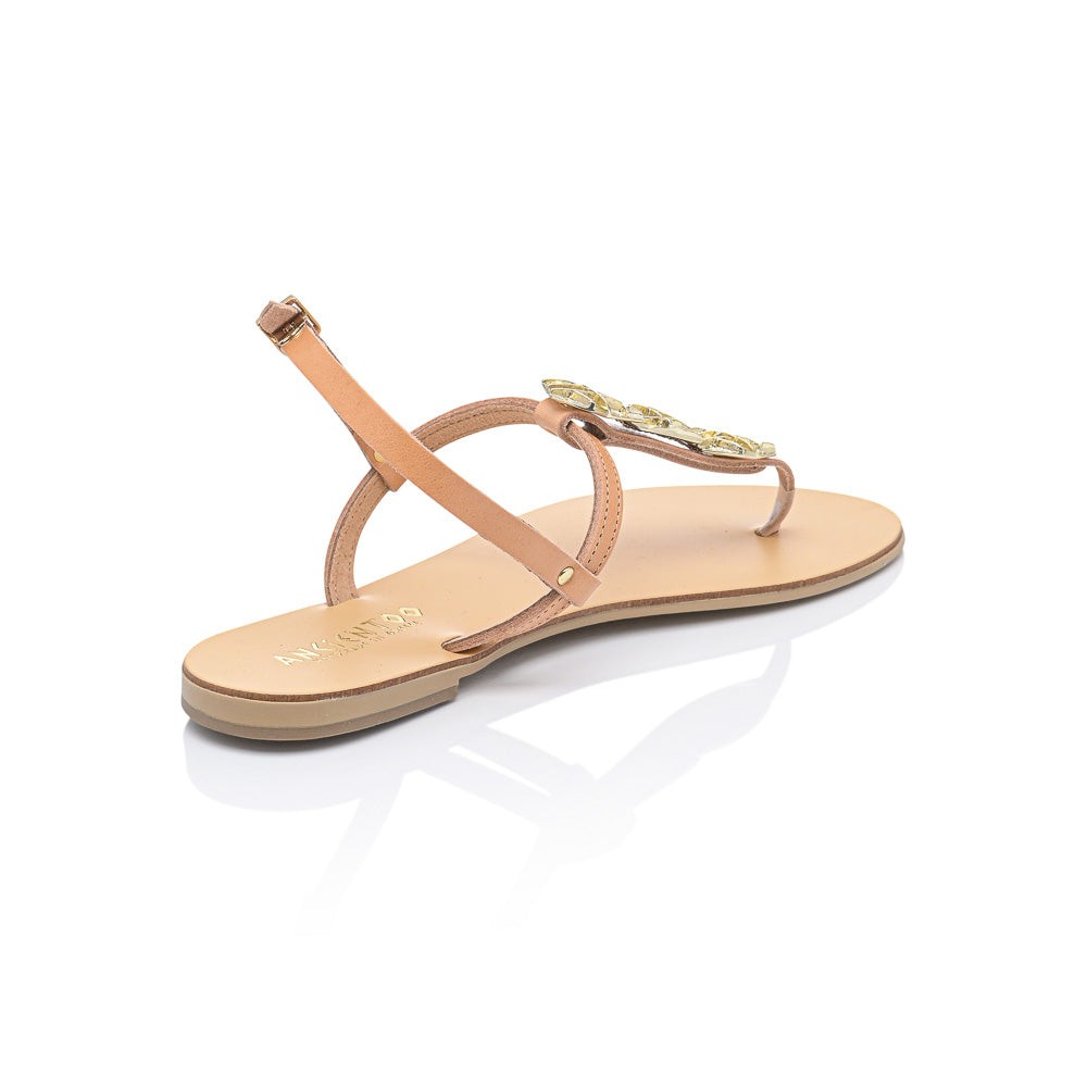Ancientoo T-Straps Sandals Morfi-T strap-Ancientoo-NATURAL GOLD/NUDE-US 5.5 / EU 36-Urbanheer