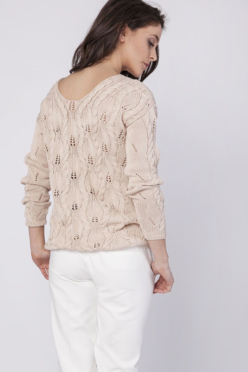 Jumper Women Outfit 113633 Mkm-Sweaters, Pullovers, Jumpers, Turtlenecks, Boleros, Shrugs-MKM-beige-L-Urbanheer