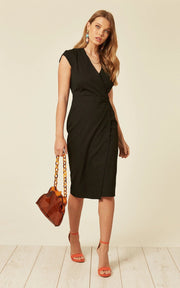 Black V Neck Wrap Dress-Rose Eleusis-UK 10-Urbanheer