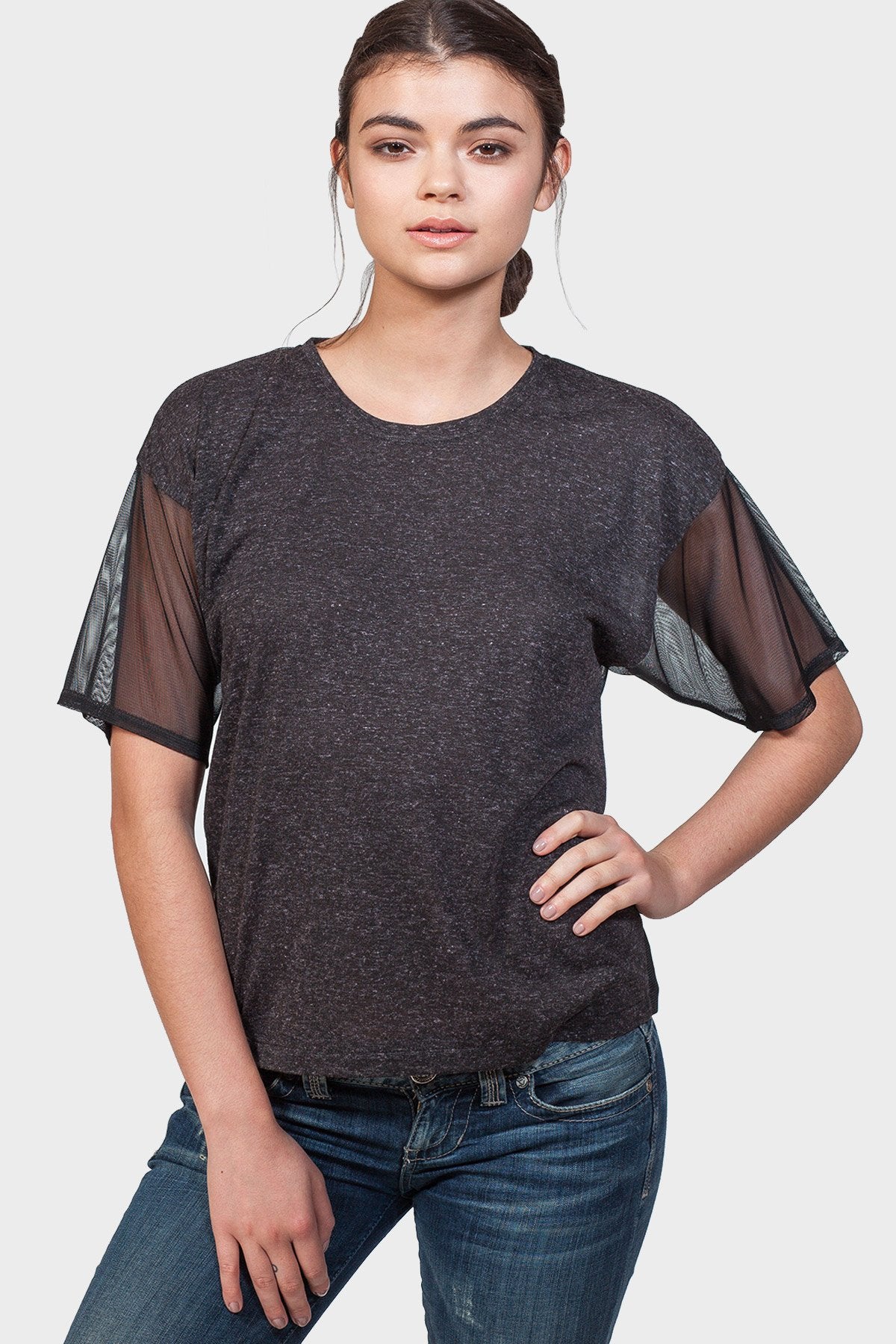SEXY BACK TOP-Gold Felix-Large-Heather Charcoal / Black-Urbanheer