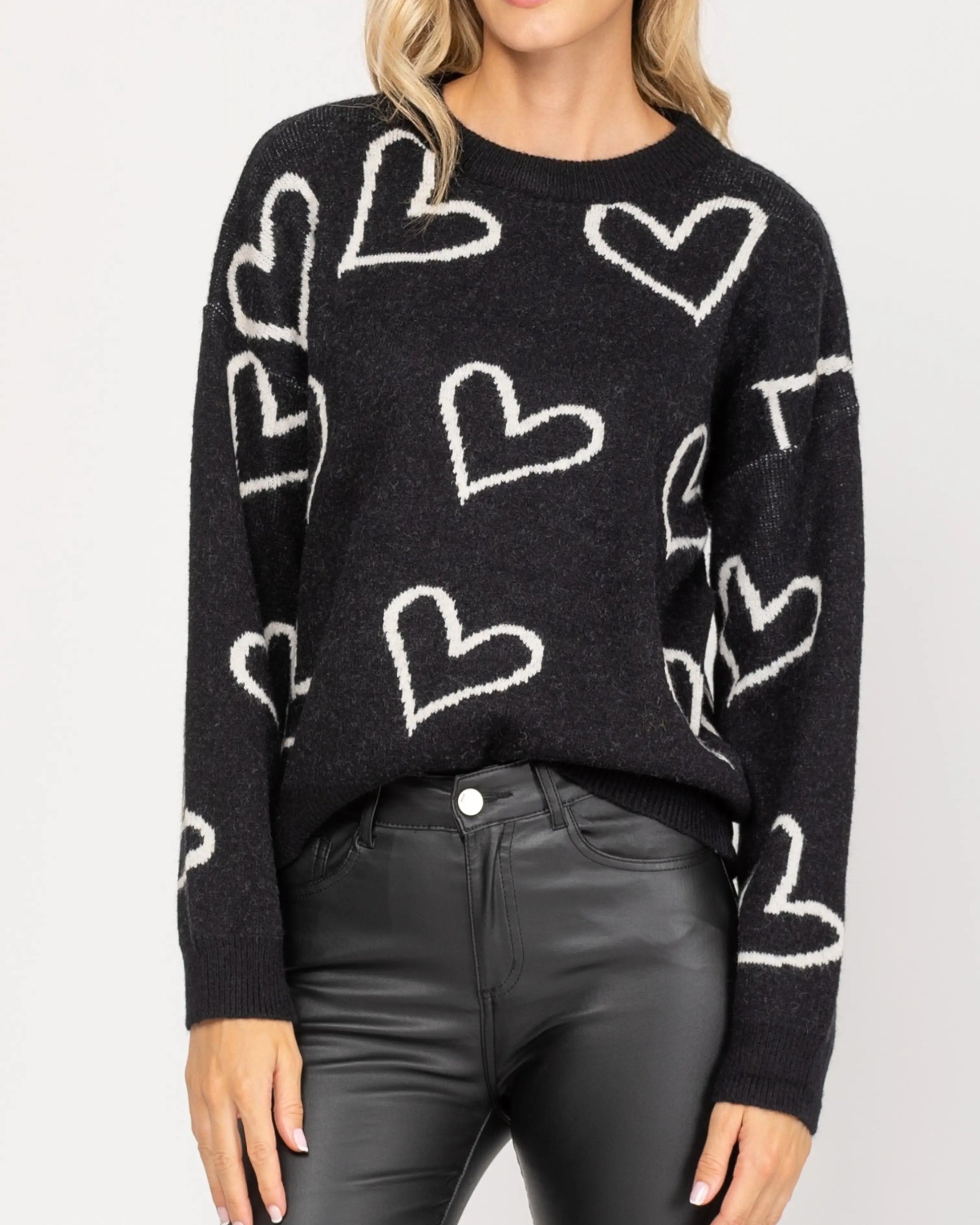 Knitted Sweater With Hearts.-Tantra-S-Urbanheer