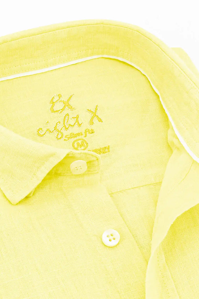 Linen Button Down Shirt - Yellow-Clothing - Men-Eight X-Urbanheer
