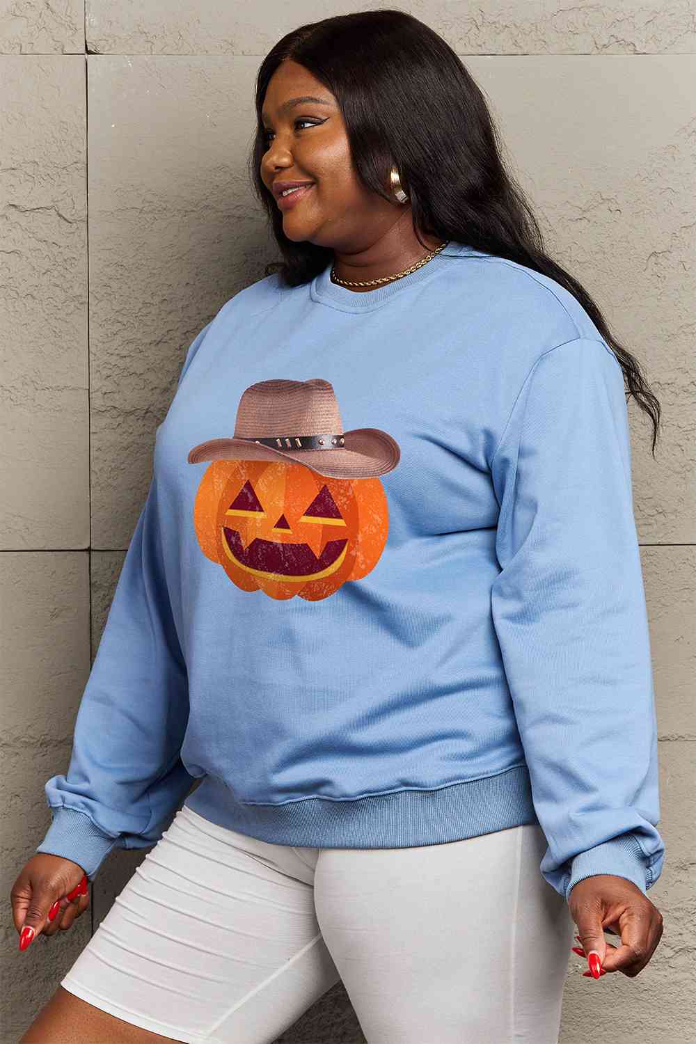 Simply Love Full Size Graphic Dropped Shoulder Sweatshirt-Street 360-Misty Blue-S-Urbanheer