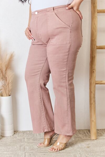 Risen Full Size High Rise Ankle Flare Jeans-Risen-Mauve-0-Urbanheer