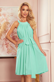 Numoco 350-5 Alizee - Chiffon Dress With A Binding - Mint Color-numoco-Mint Color-S-Urbanheer