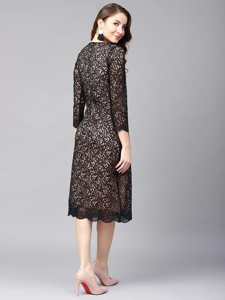 Black & Peach Sheath Dress-Chique boutique-XS-Urbanheer