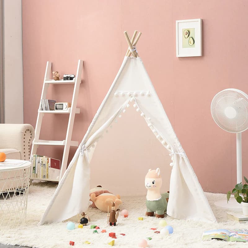 4 Colors Authentic Teepee Play Tent Pom Pom-Baby Bedding Design-Urbanheer