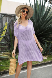 Openwork Side Slit Cover-Up Dress-Street 360-Lavender-One Size-Urbanheer