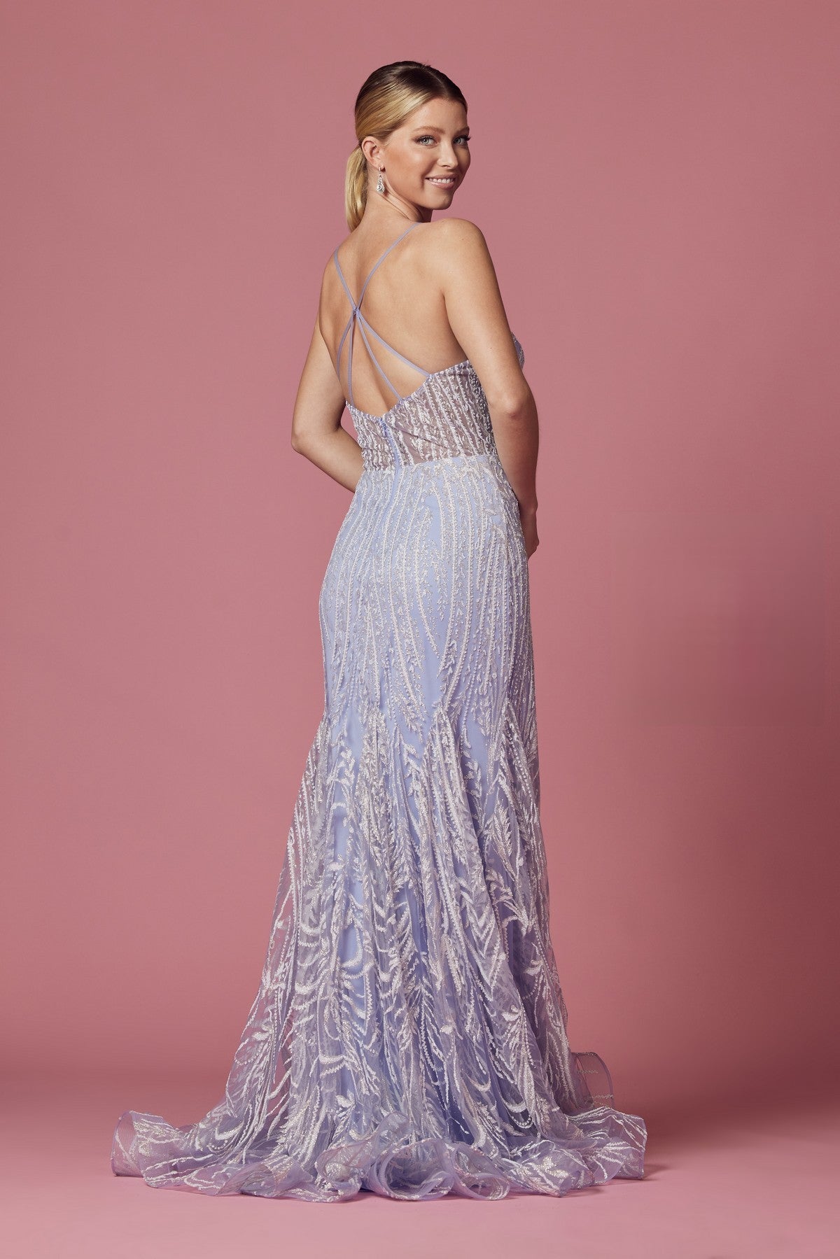 Embroidered Lace Glitter Illusion-NXAB-4-PERIWINKLE-Urbanheer