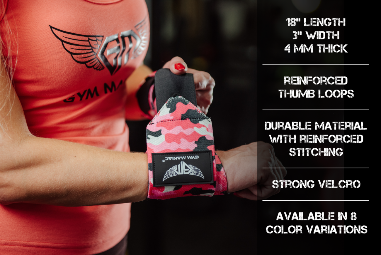 Gym Maniac Gm Weightlifting Wrist Wraps - Pink Camo-Gym Maniac GM s.r.o.-Urbanheer